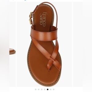 Franco Sarto Cognac Leather Crisscross Sandals